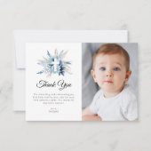 Blauwe pampa's Bloemen Eerste Communie Dankkaart Kaart (Voorkant)