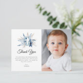 Blauwe pampa's Bloemen Eerste Communie Dankkaart Kaart (Staand voorkant)