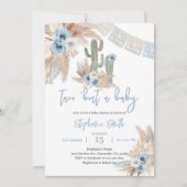 Blauwe Pampas Boho Fiesta Baby Shower Kaart (Voorkant)