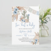 Blauwe Pampas Boho Fiesta Baby Shower Kaart (Staand voorkant)