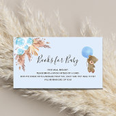 Blauwe pampas teddy boy baby shower informatiekaartje