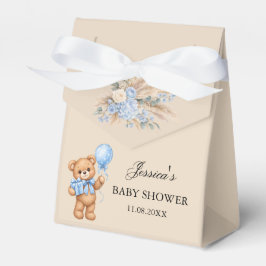 Blauwe Pampas Teddybeer Rozen Baby Shower Bedankdoosjes