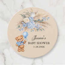 Blauwe Pampas Teddybeer Rozen Baby Shower