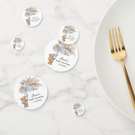 Blauwe Pampas Teddybeer Rozen Baby Shower Confetti