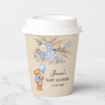 Blauwe Pampas Teddybeer Rozen Baby Shower