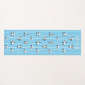 Blauwe Panda yogamat met eigen naam aan beide zijd (Voorkant (horizontaal))