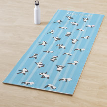 Blauwe Panda yogamat met eigen naam aan beide zijd