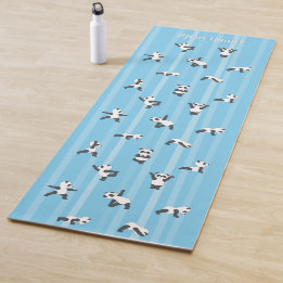 Blauwe Panda yogamat met eigen naam aan beide zijd