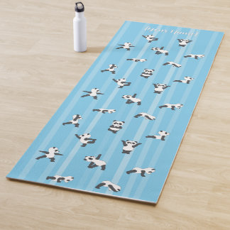 Blauwe Panda yogamat met eigen naam aan beide zijd