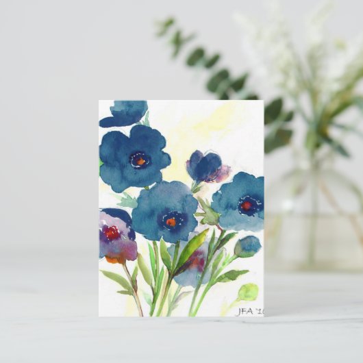 Blauwe panelen briefkaart (Staand voorkant)