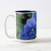 Blauwe panelen tweekleurige koffiemok (Links)