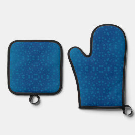 Blauwe pannenlap en ovenwant met een subtiele ster ovenwant & pannenlap set