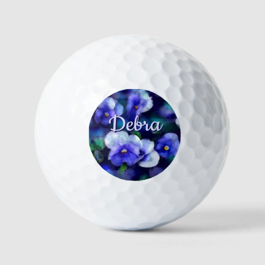 Blauwe Pansies Pansy Bloem Bloem Gepersonaliseerd Golfballen (Voorkant)