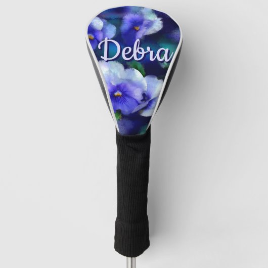 Blauwe Pansies Pansy Bloem Bloem Gepersonaliseerd Golfheadcover (Voorkant)