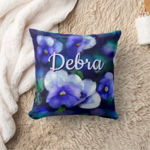 Blauwe Pansies Pansy Bloem Bloem Gepersonaliseerd Kussen