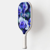 Blauwe Pansies Pansy Bloem Bloem Gepersonaliseerd Pickleball Paddle (Links)