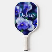 Blauwe Pansies Pansy Bloem Bloem Gepersonaliseerd Pickleball Paddle (Achterkant)