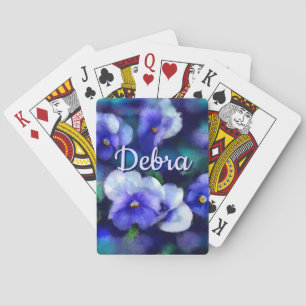 Blauwe Pansies Pansy Bloem Bloem Gepersonaliseerd Pokerkaarten
