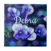 Blauwe Pansies Pansy Bloem Bloem Gepersonaliseerd Tegeltje (Voorkant)