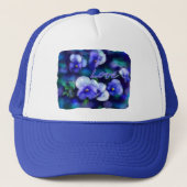 Blauwe Pansies Pansy Bloem Bloemen Schilderij Trucker Pet (Voorkant)