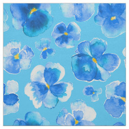Blauwe pansies waterverf bloemkunststof stof
