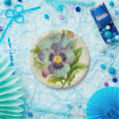Blauwe  Pansy Floral Waterverf Papieren Bordje (Feest)