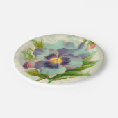 Blauwe  Pansy Floral Waterverf Papieren Bordje (Gekanteld)