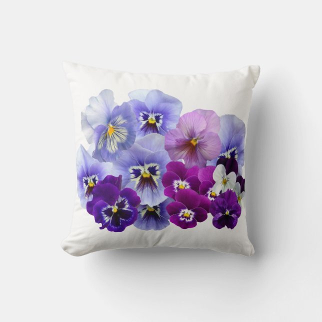 Blauwe Pansy Flowers Floral Spring Pansies Kussen (Voorkant)