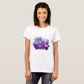 Blauwe Pansy Flowers Floral Spring Pansies T-shirt (Voorkant volledig)