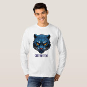Blauwe Panter Kop Silhouet T-shirt (Voorkant volledig)