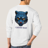 Blauwe Panter Kop Silhouet T-shirt (Achterkant)