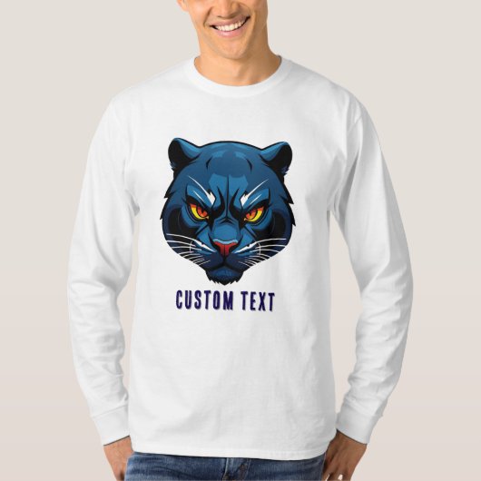 Blauwe Panter Kop Silhouet T-shirt (Voorkant)