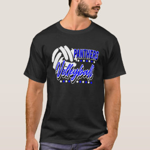 Blauwe Panthers Volleybal Moeder Game Day Mascotte T-shirt