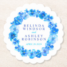 Blauwe panty bloemenkrans waterverf kunst onderzet