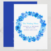 Blauwe panty kunst bloem krans kunst bruiloft menu (Voorkant / Achterkant)