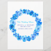 Blauwe panty kunst bloem krans kunst bruiloft menu (Voorkant)