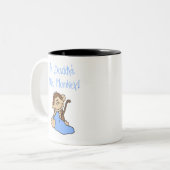 Blauwe papa's kleine aap tweekleurige koffiemok (Voorkant links)