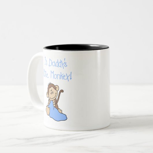 Blauwe papa's kleine aap tweekleurige koffiemok (Voorkant links)