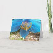 Blauwe papaver 100 jaar Floral Birthday Kaart (Voorkant)