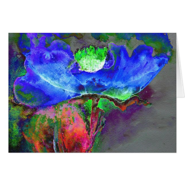 Blauwe papaver, blauwe abstracte bloem (Voorkant Horizontaal)