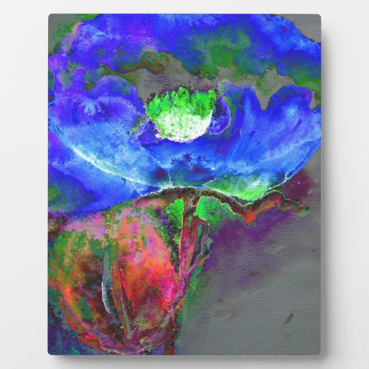 Blauwe papaver, blauwe abstracte bloem fotoplaat (Voorkant)