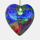 Blauwe papaver, blauwe abstracte bloem keramisch ornament (Rechts)