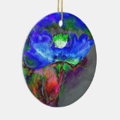 Blauwe papaver, blauwe abstracte bloem keramisch ornament (Rechts)