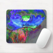 Blauwe papaver, blauwe abstracte bloem muismat (Met muis)