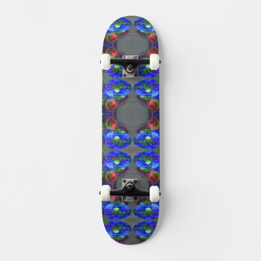 Blauwe papaver, blauwe abstracte bloem persoonlijk skateboard (Voorkant)