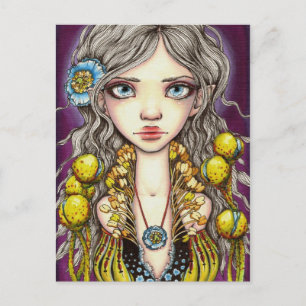 Blauwe papaver briefkaart