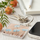 Blauwe papaver in gras sleutelhanger (Voorkant Rechts)
