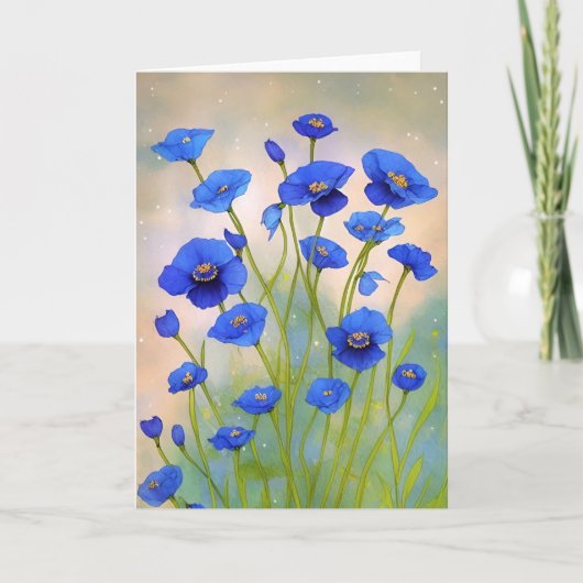 Blauwe papaver kaart (Voorkant)