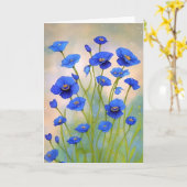 Blauwe papaver kaart (Gele Bloem)