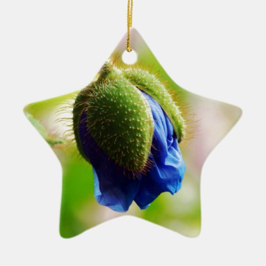 Blauwe papaver keramisch ornament (Voorkant)